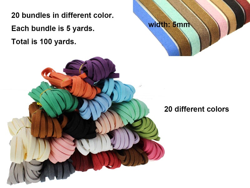 PAMIR TONG Faux Suede Leather Cord String for Jewerly Making 5mm 100 Yards Assorted Color Bracelet String Flat Thin Leather Lace Thread for Necklace-Chocker & DIY Projects - Image 5